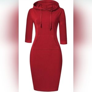 Women's Casual Pocket Slim Pullover Hoodie Dress